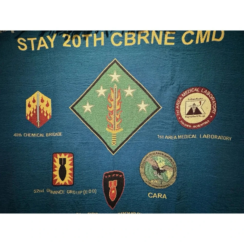Vintage Military‎ 20th CNRNE CMD Units Woven Tapestry Blanket 50x60 Inches